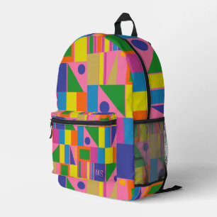 Imprimé Sac à dos géométrique maximaliste coloré avec init