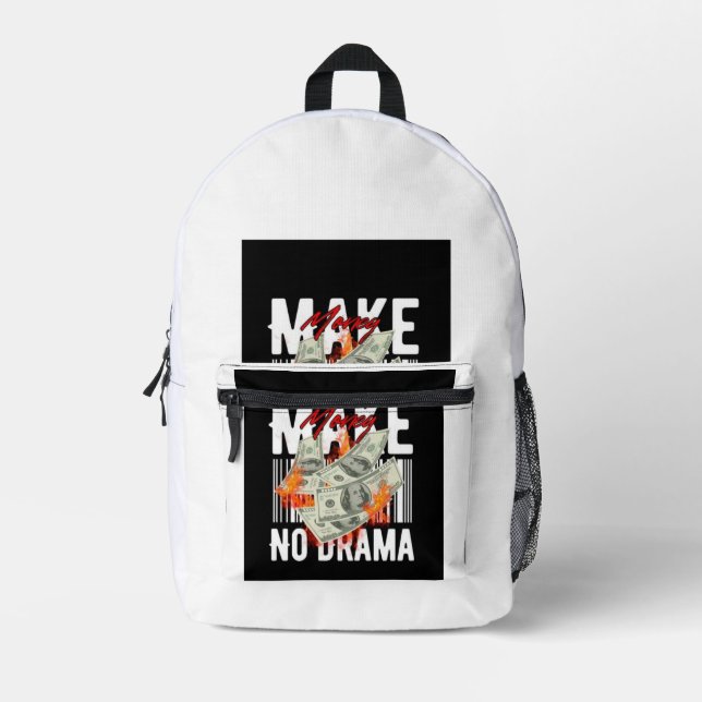 Imprimé Sac à dos graphique rétro "Make No Drama" (Recto)