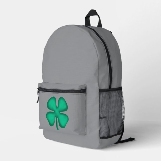 Imprimé Sac à dos gris Trèfle irlandais Lucky 4 Leaf (Coin arrière droit)