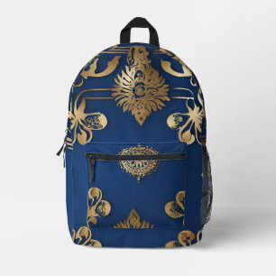 Imprimé Sac à dos Mandala en or bleu indien