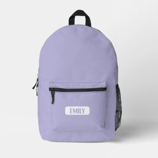 Imprimé Sac à dos minimaliste violet pastel avec nom perso