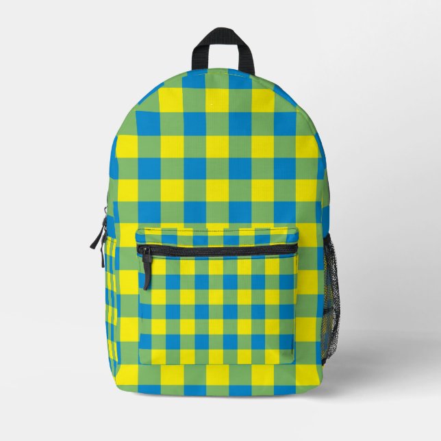 Imprimé Sac à dos Motif jaune bleu vert à paille (Recto)