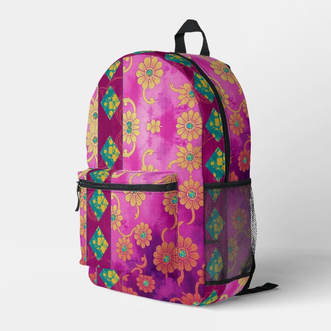 Imprimé Sac à dos - Motif Rose Violet ORIENTAL (Coin arrière droit)