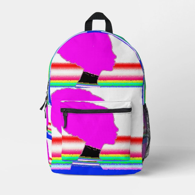 Imprimé Sac à dos Neon Glitch – Art à rayures (Recto)