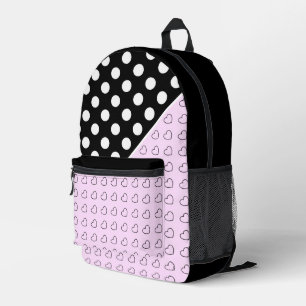 Imprimé Sac À Dos Noir Et Rose Pour Les Filles Coeurs Et P