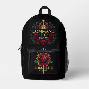 Imprimé Sac à dos Noire Élité Royal Rose Crown – Luxe Auda