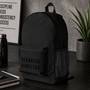 Imprimé Sac à dos Nom personnalisé Sac scolaire noir pou