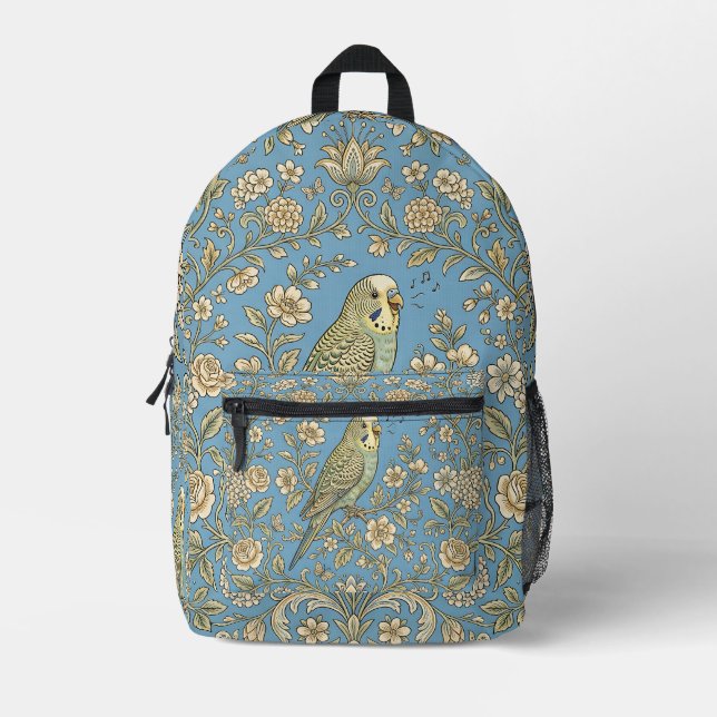 Imprimé Sac à dos oiseau – motif de perruche ondulée (Recto)