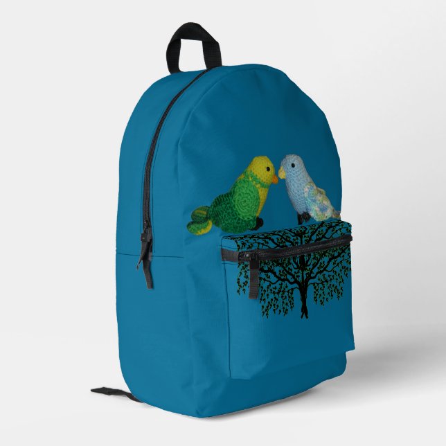 Imprimé Sac à dos - Oiseaux jouets assis sur un buisson (Coin arrière gauche)