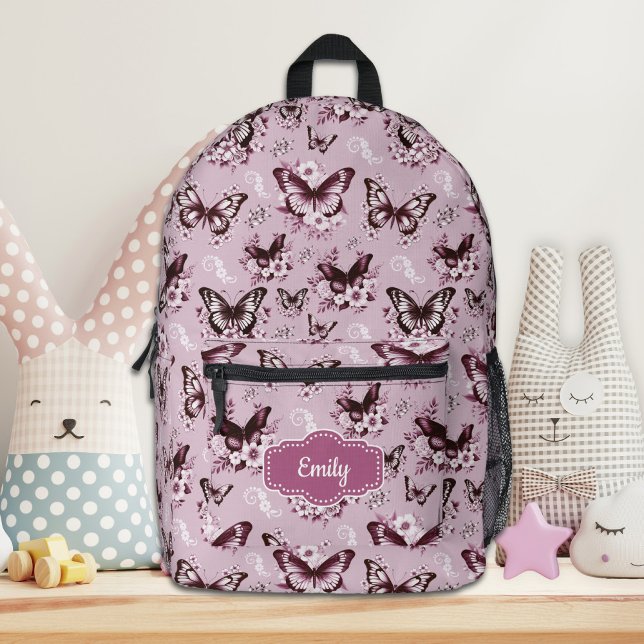 Imprimé Sac à dos Papillon Rose Nom Personnalisé (Créateur téléchargé)