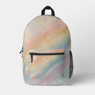 Imprimé Sac à dos pastel multicolore avec lignes dorées
