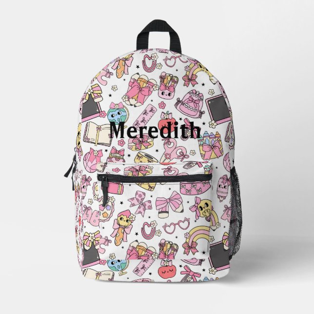 Imprimé Sac à dos personnalisé avec nom thème école mignon (Recto)