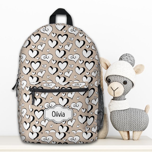 Imprimé Sac à dos personnalisé cœurs beige (Créateur téléchargé)