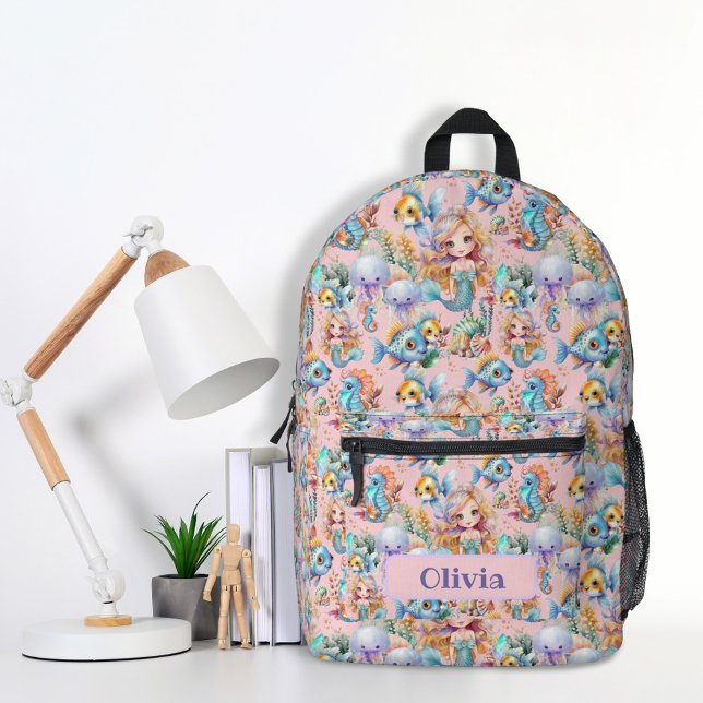 Imprimé Sac à dos personnalisé de sirène rose (Créateur téléchargé)