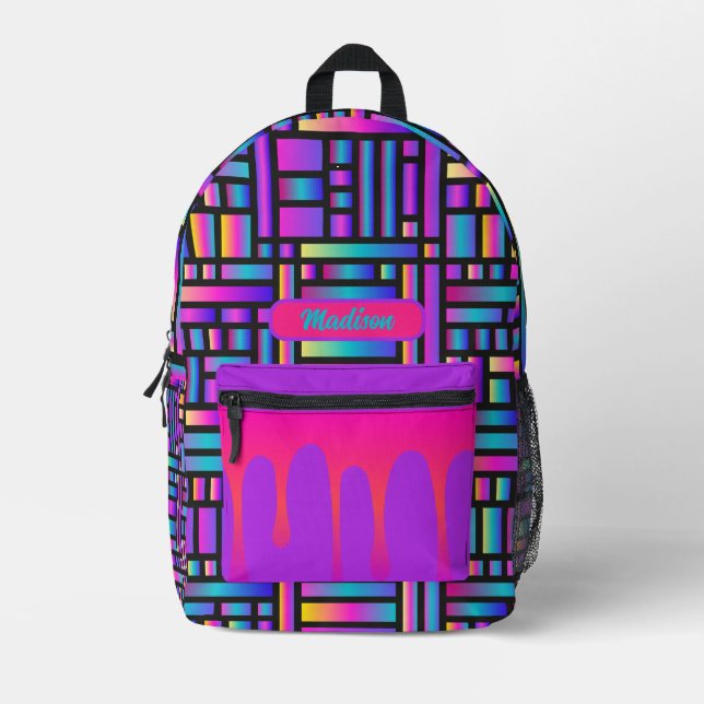 Imprimé Sac à dos personnalisé Glow Grid Rainbow Edition d (Recto)