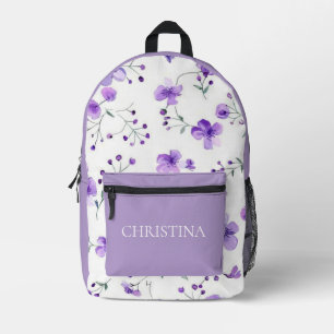 Imprimé Sac à dos personnalisé pour enfants à fleurs viole