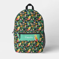 Sac à dos personnalisé vibrant perroquet et forêt