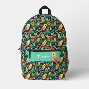 Imprimé Sac à dos personnalisé vibrant perroquet et forêt