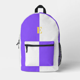 Imprimé Sac à dos personnalisé violet et blanc minimaliste