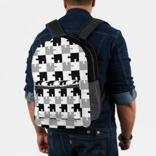 Imprimé Sac à dos pièces de puzzle noir blanc gris