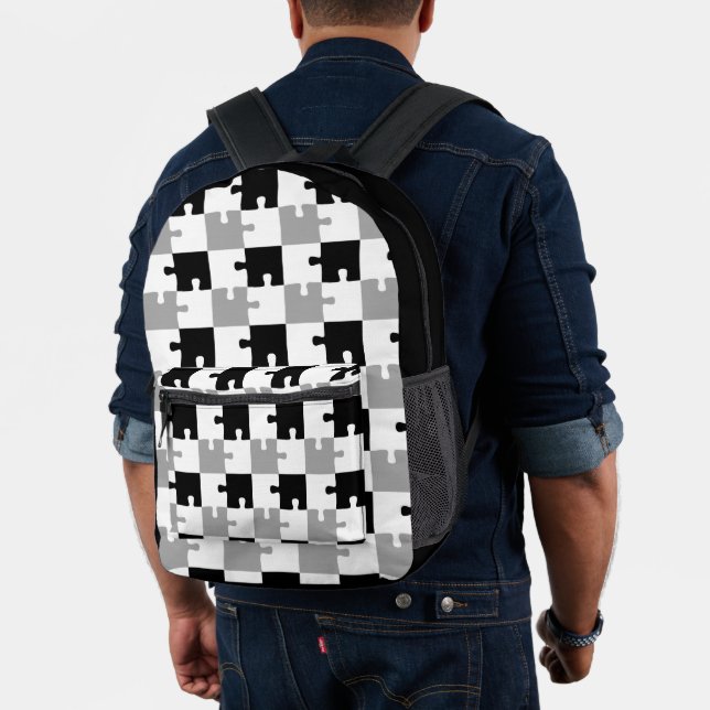 Imprimé Sac à dos pièces de puzzle noir blanc gris (Insitu (Modèle))