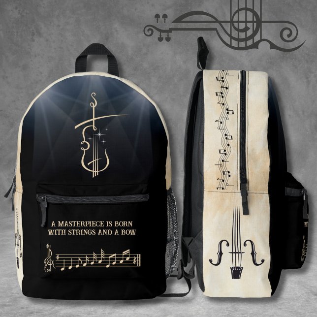 Imprimé Sac à dos pour instrument de musique violoniste ar (Artistic Violinist Musical Instrument Backpack)