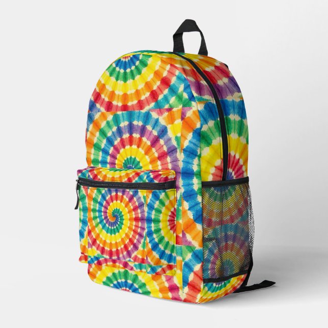 Imprimé Sac à dos psychédélique Tie Dye | Rétro Groovy (Coin arrière droit)