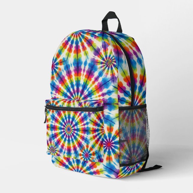 Imprimé Sac à dos psychédélique Tie Dye | Rétro Groovy (Coin arrière droit)