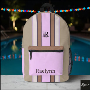 Imprimé Sac à dos rayé avec monogramme floral personnalisé