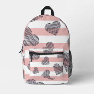 Imprimé Sac à dos rose et blanc moderne avec Coeur Vave No