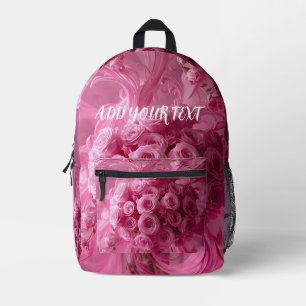 Imprimé Sac à dos rose Fleurs Tourbillons – Texte personna