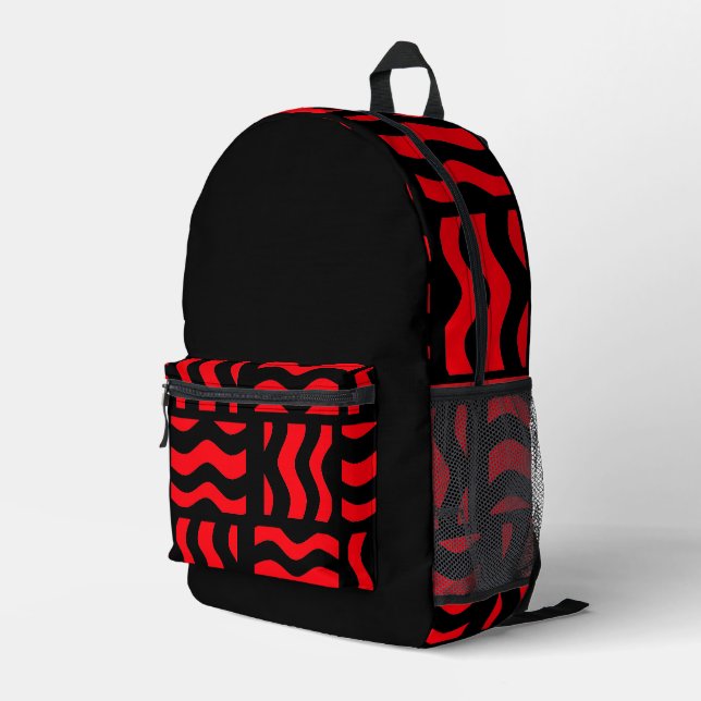 Imprimé Sac à dos rouge et noir avec motif abstrait (Coin arrière droit)