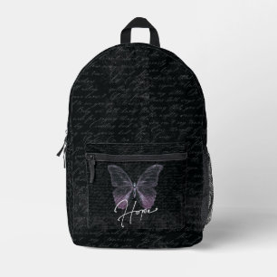Imprimé Sac à dos scolaire vintage noir à motif script