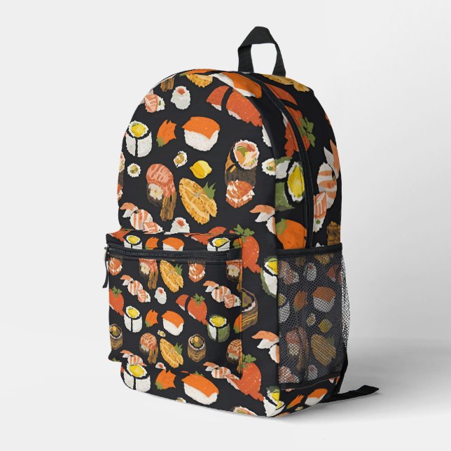 Imprimé Sac à dos Sushi – Design de nourriture japonaise a (Coin arrière droit)