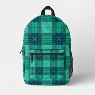 Imprimé Sac à dos vert à carreaux tartan moderne