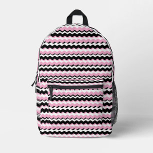 Imprimé Sac à dos Zigzag Rose, Noir & Blanc – Mode Tendanc