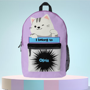 Imprimé Sac Buddy Cute Chat Sac à dos personnalisé pour en