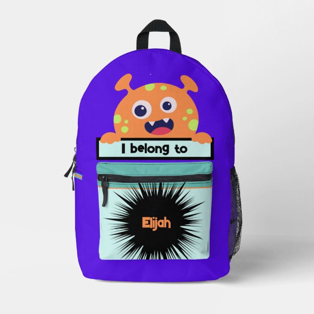 Imprimé Sac Buddy Orange Monster Sac à dos personnalisé (Recto)