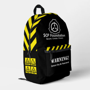 Imprimé Sécurisé SCP. Contient. Protégez. Sac à dos Parano