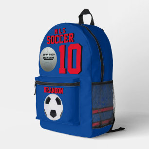 Imprimé Soccer sac à dos bleu rouge personnalisé football