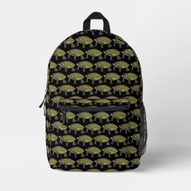 Imprimé Tortue diamantée (motif noir) - Sac à dos (Recto)