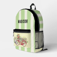Vélo rouge avec Fleurs Pesonalized sac à dos