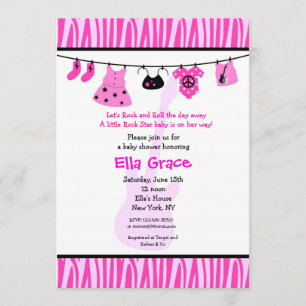 Imprimé Zebra Rock Star Invitation Baby shower