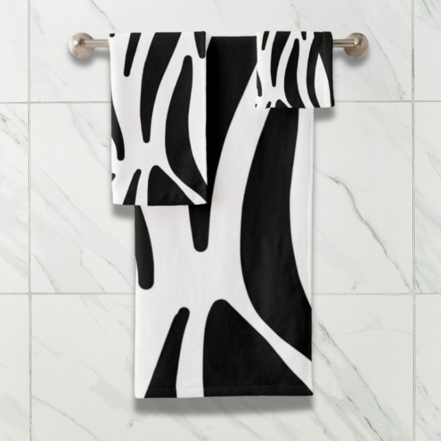 imprimé zèbre noir blanc (girly chic stylish black white zebra print bath towel set)