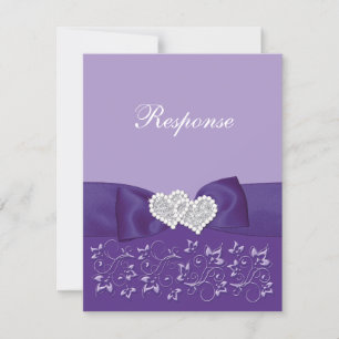 IMPRIMÉE BOW Purple White Floral Réponse du Mariag
