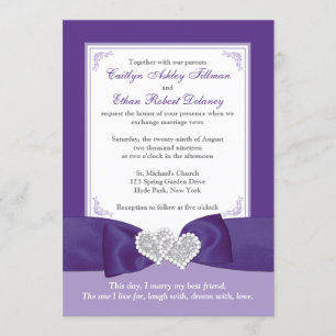IMPRIMÉE BOW Purple White PHOTO Invitation de mari
