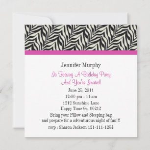Imprimer Invitations de fête d'anniversaire Zebra