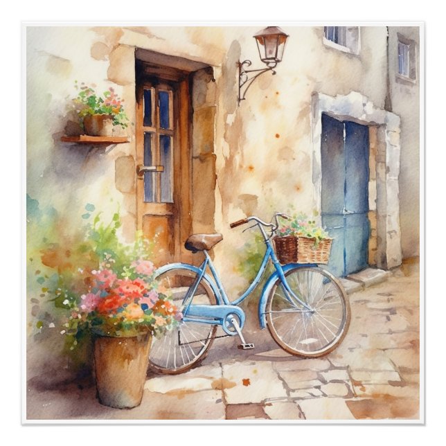 Imprimer photo d'aquarelle Bicyclette (Devant)