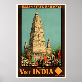 Imprimez une affiche de voyage vintage en Inde