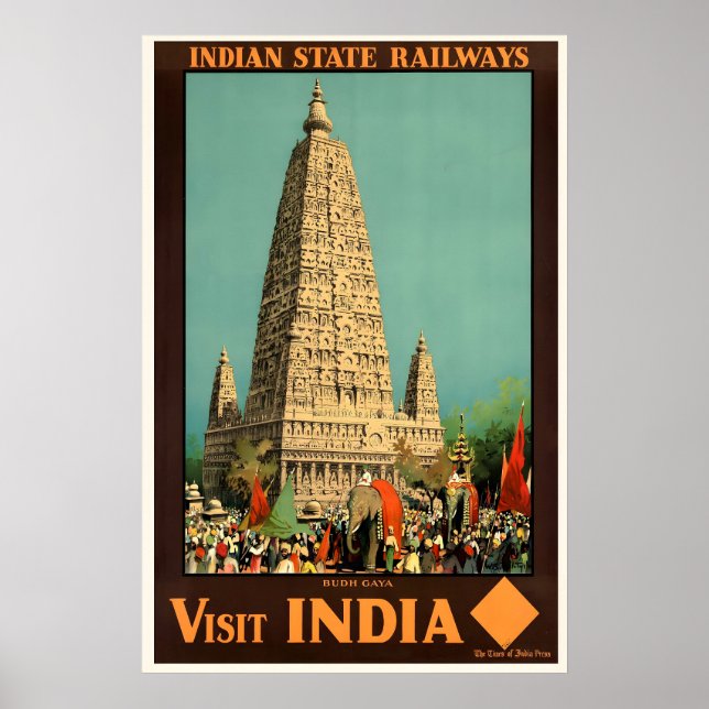 Imprimez une affiche de voyage vintage en Inde (Devant)